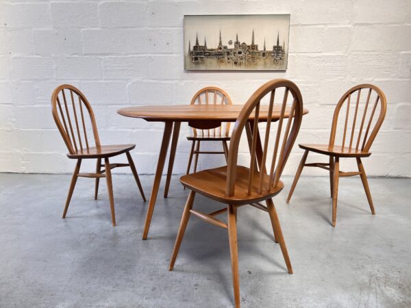 Vintage Blue Label Blonde Ercol Dining Table and 4 Windsor Dining Chairs