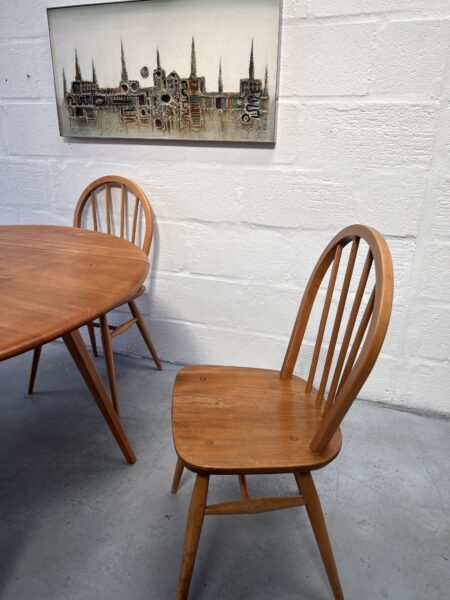 Vintage Blue Label Blonde Ercol Dining Table and 4 Windsor Dining Chairs