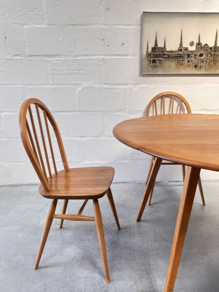 Vintage Blue Label Blonde Ercol Dining Table and 4 Windsor Dining Chairs