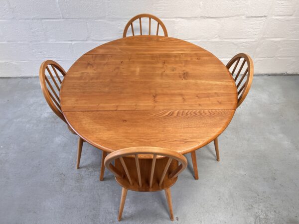 Vintage Blue Label Blonde Ercol Dining Table and 4 Windsor Dining Chairs