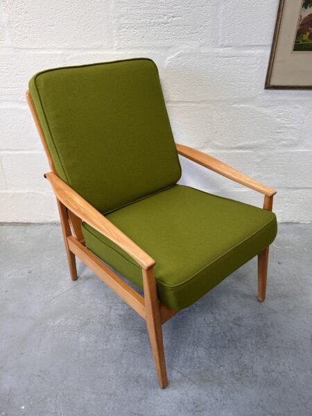 Pair of Scandi Mid Century Beech Armchairs