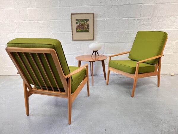 Pair of Scandi Mid Century Beech Armchairs