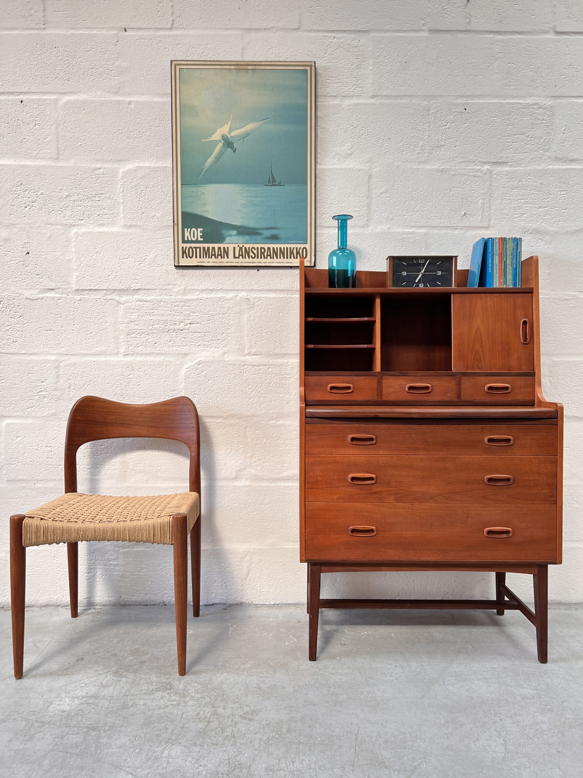 1960's Danish Teak Vintage Writing Bureau