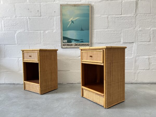Pair of 1970s Vintage Bamboo Bedsides