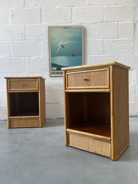 Pair of 1970s Vintage Bamboo Bedsides