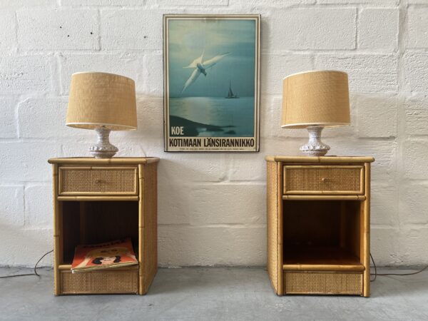 Pair of 1970s Vintage Bamboo Bedsides