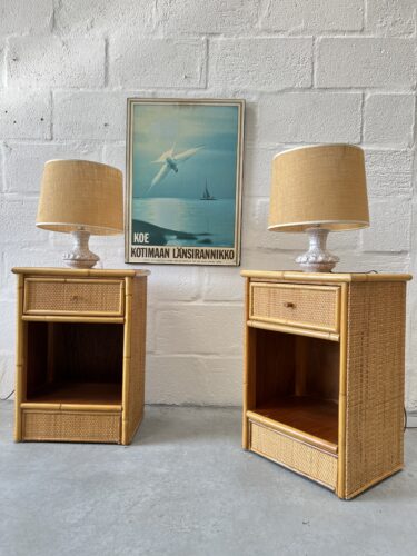 Pair of 1970s Vintage Bamboo Bedsides