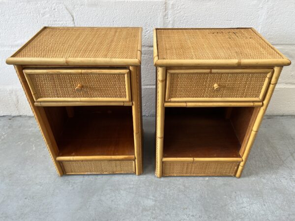 Pair of 1970s Vintage Bamboo Bedsides
