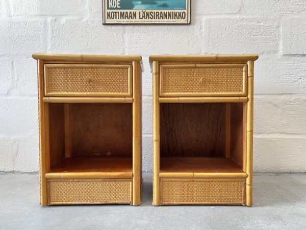 Pair of 1970s Vintage Bamboo Bedsides