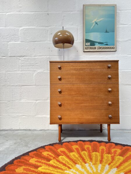 Vintage 1960s Avalon Chest Of 5 Drawers  / TallBoy  