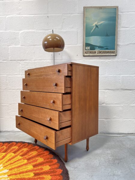 Vintage 1960s Avalon Chest Of 5 Drawers  / TallBoy  