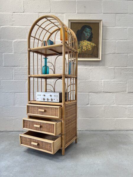 1970s Tikki Vintage Bamboo Bookshelf 