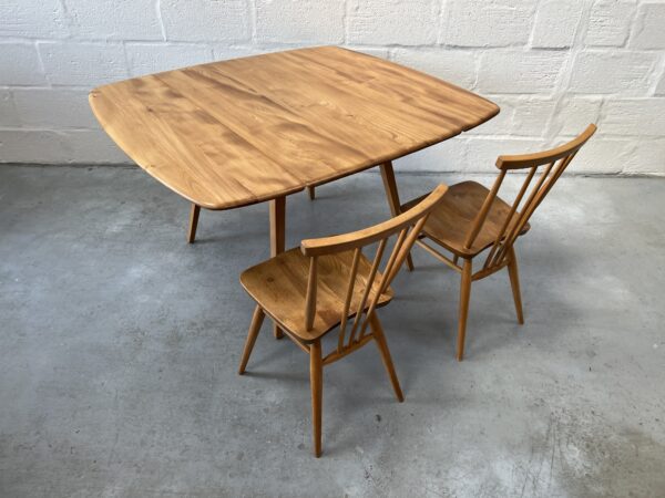 Vintage 1960s Ercol Drop Leaf Square Elm & Beech Dining Table Model 492