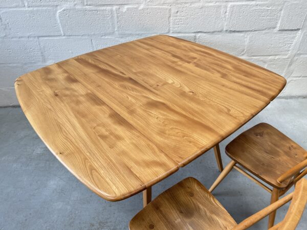 Vintage 1960s Ercol Drop Leaf Square Elm & Beech Dining Table Model 492