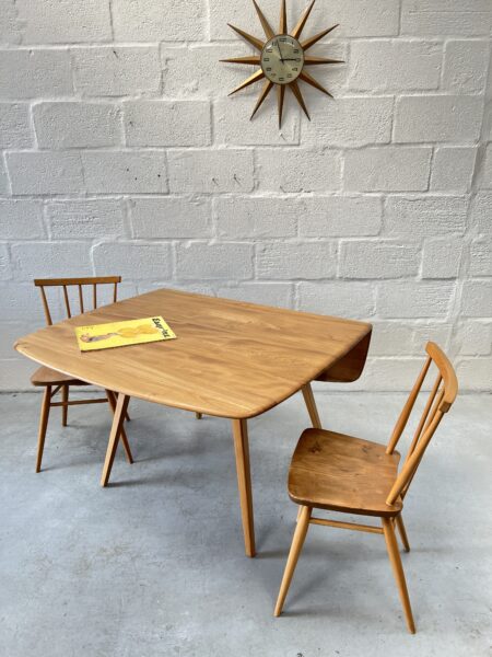 Vintage 1960s Ercol Drop Leaf Square Elm & Beech Dining Table Model 492