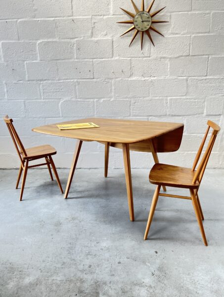 Vintage 1960s Ercol Drop Leaf Square Elm & Beech Dining Table Model 492