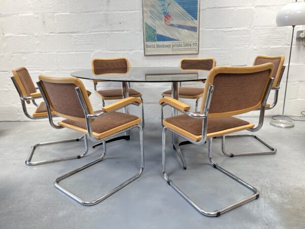 Set of 6 Cesca Style Dining Chairs and Glass Oval Table