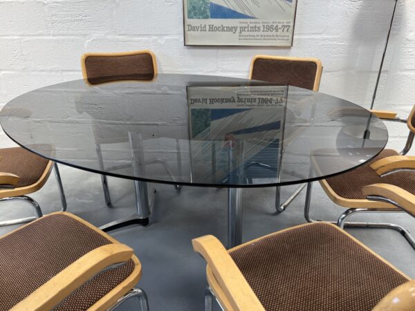 Set of 6 Cesca Style Dining Chairs and Glass Oval Table