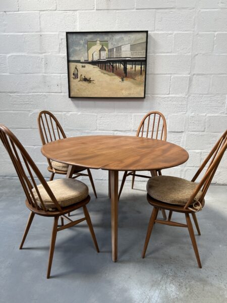 Blue Label ERCOL Windsor Drop Leaf Table & 4 Matching Quaker Chairs