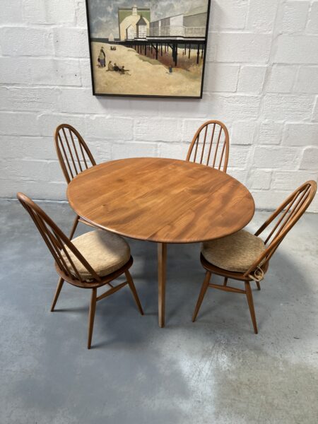 Blue Label ERCOL Windsor Drop Leaf Table & 4 Matching Quaker Chairs