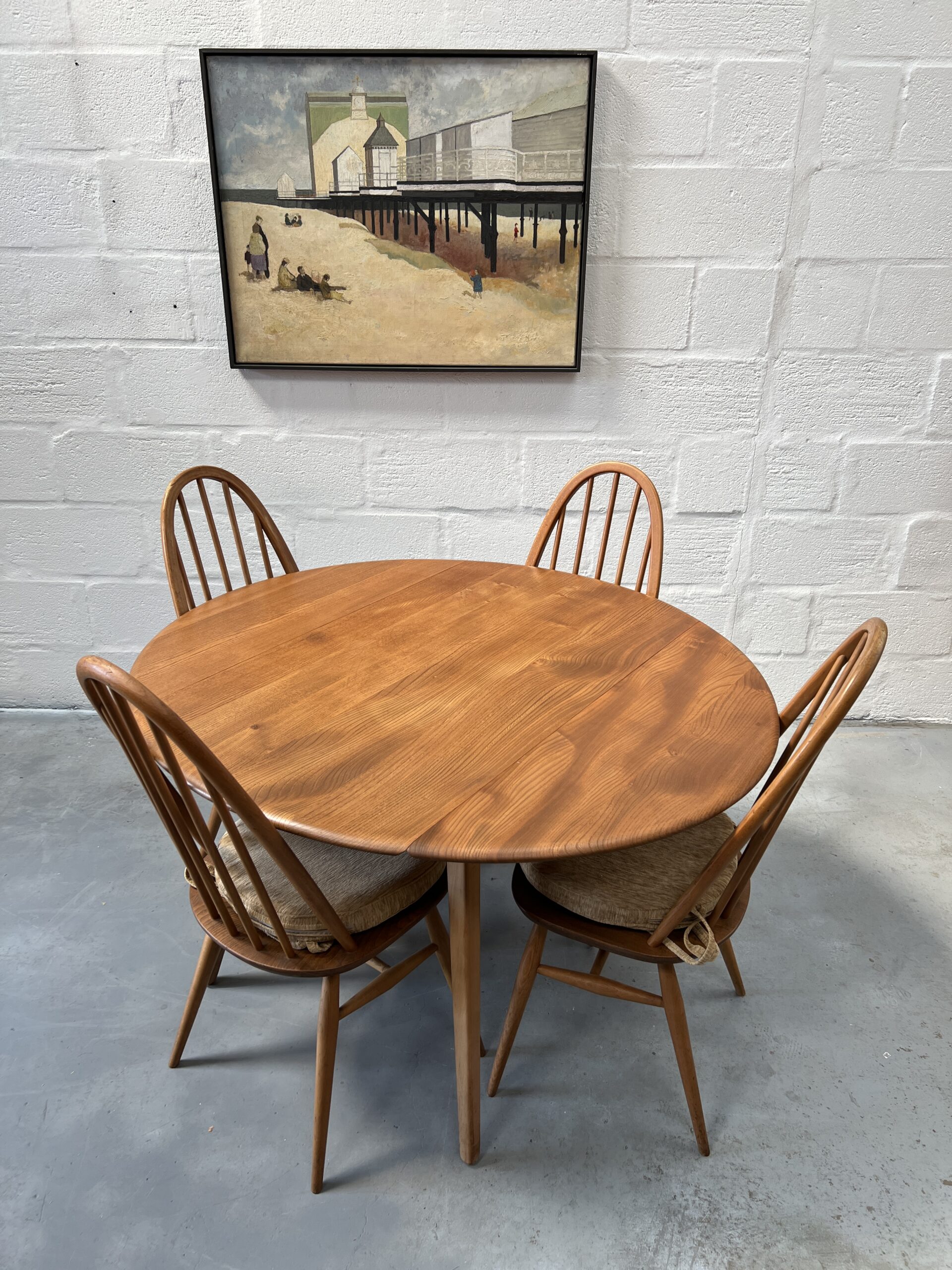 Blue Label ERCOL Windsor Drop Leaf Table 4 Matching Quaker