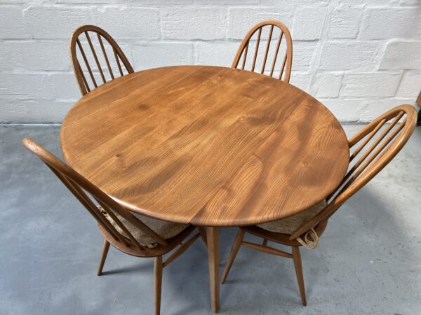 Blue Label ERCOL Windsor Drop Leaf Table & 4 Matching Quaker Chairs