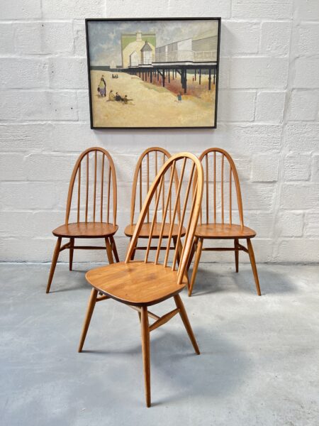 Blue Label ERCOL Windsor Drop Leaf Table & 4 Matching Quaker Chairs