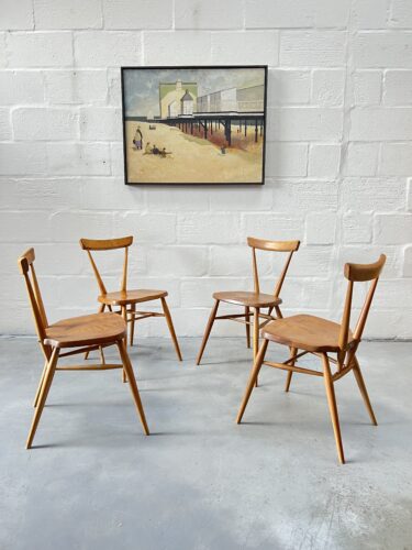 Set of 4 Mid Century Ercol Stacking Chairs