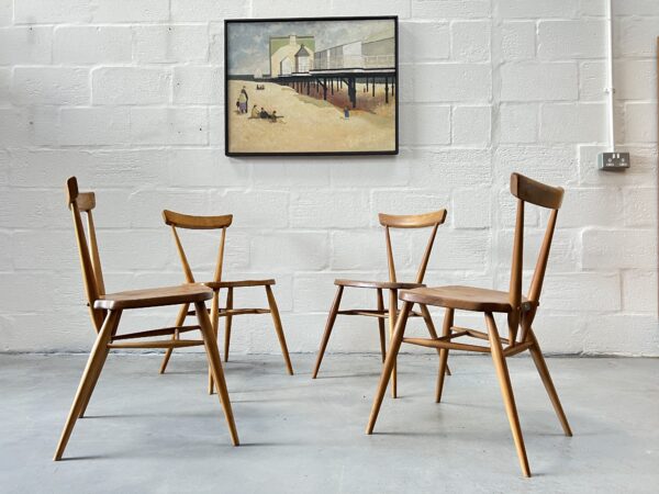 Set of 4 Mid Century Ercol Stacking Chairs