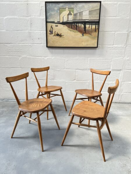 Set of 4 Mid Century Ercol Stacking Chairs