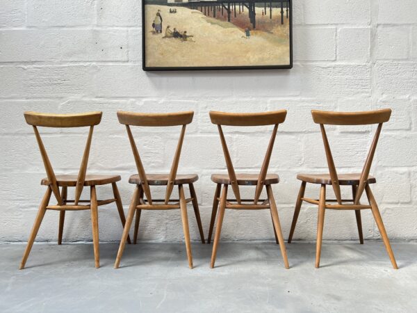 Set of 4 Mid Century Ercol Stacking Chairs