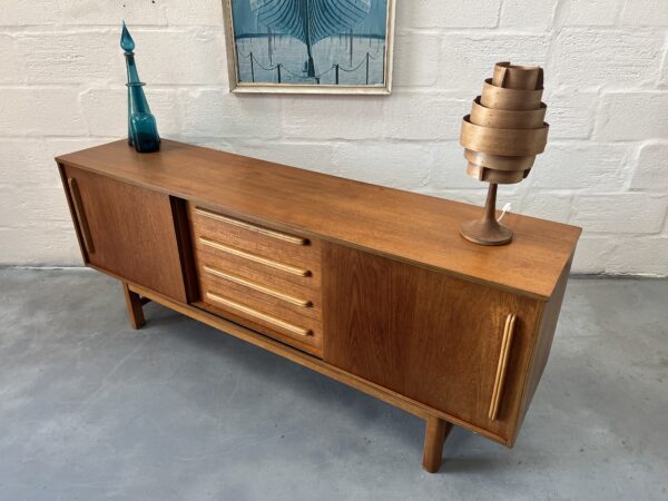 Danish Style Teak Retro Sliding Door Sideboard