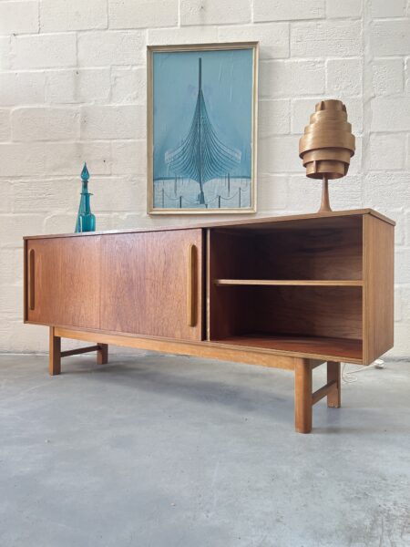 Danish Style Teak Retro Sliding Door Sideboard