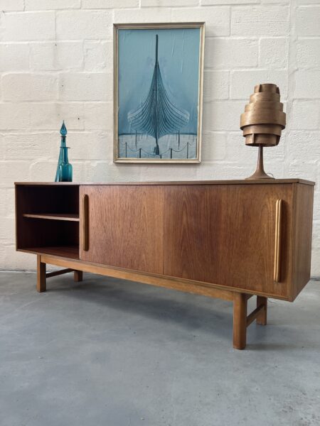 Danish Style Teak Retro Sliding Door Sideboard