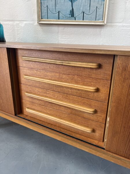 Danish Style Teak Retro Sliding Door Sideboard