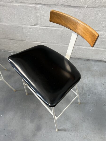 Pair of White Framed 'Program' Stools Designed by Frank Guille for Kandya, 1958