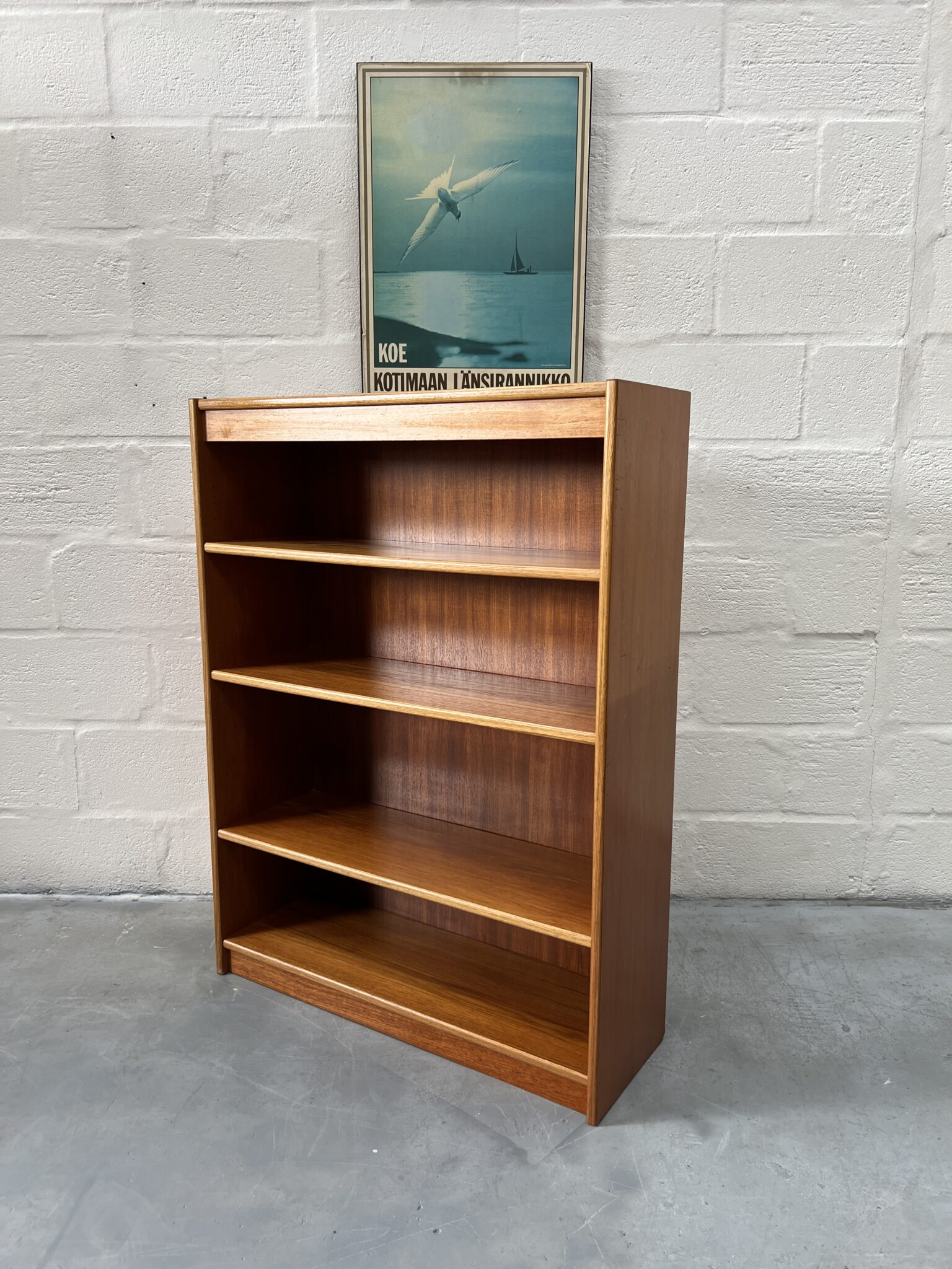 S Danish Teak Open Bookcase Pavement Vintage