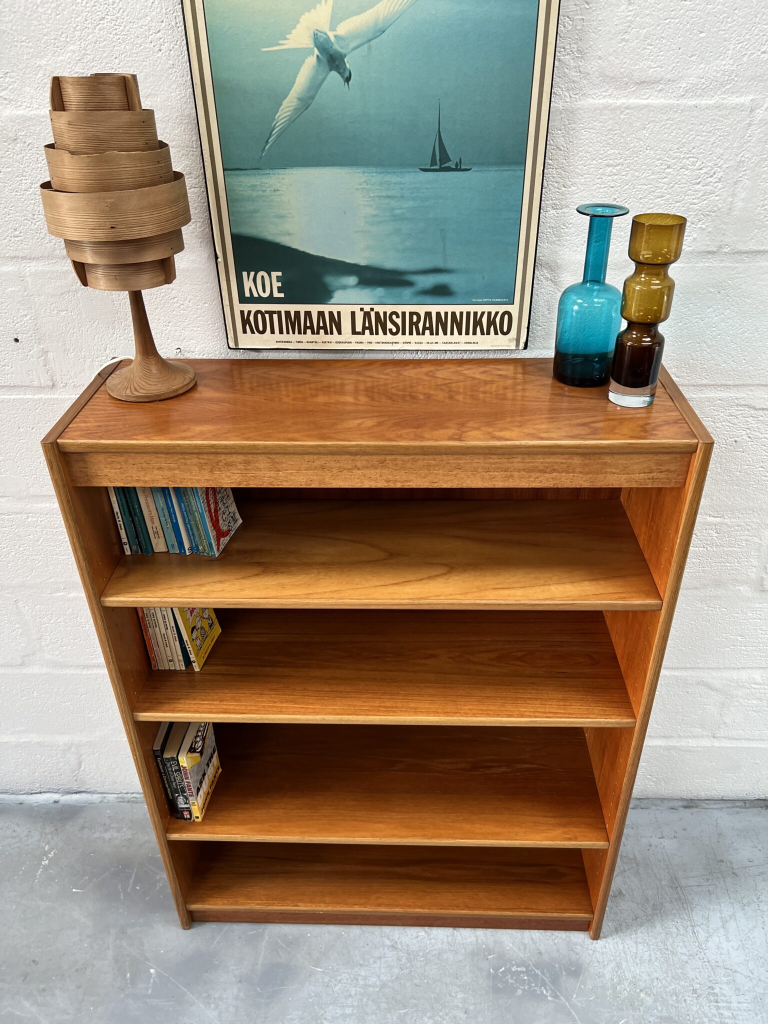 S Danish Teak Open Bookcase Pavement Vintage