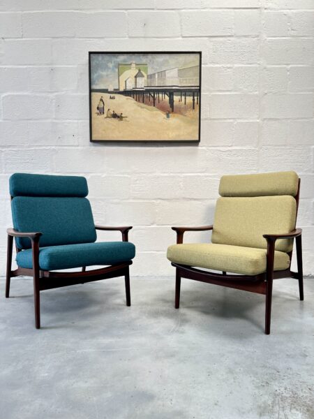 Vintage Pair of 1960s Afromosia Guy Rogers Armchairs, 'New Yorker'