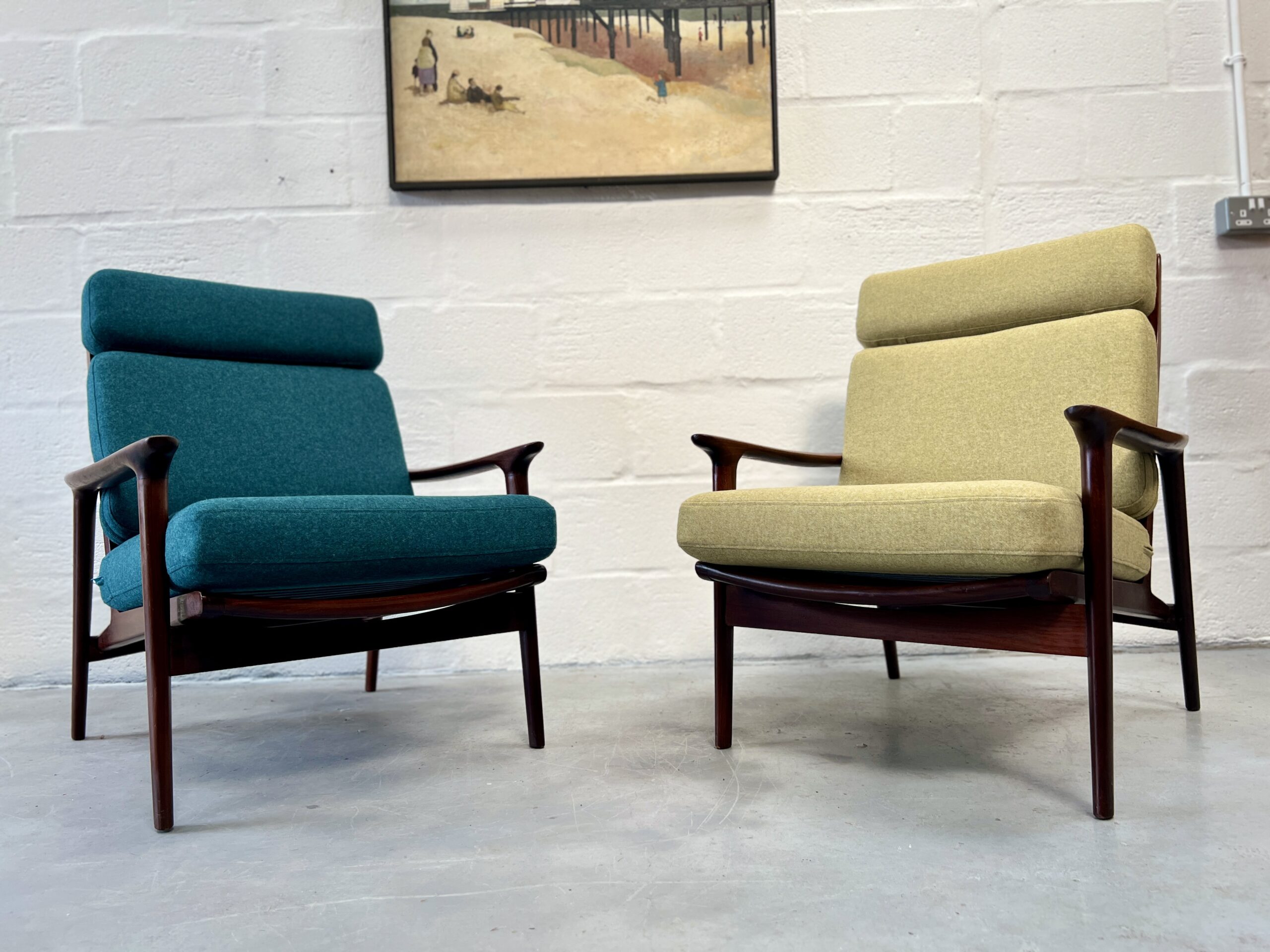 Vintage Pair of 1960s Afromosia Guy Rogers Armchairs, 'New Yorker'