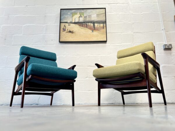 Vintage Pair of 1960s Afromosia Guy Rogers Armchairs, 'New Yorker'
