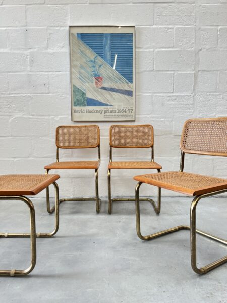 1970s Cesca Style Dining Chairs and Octagonal Glass Table