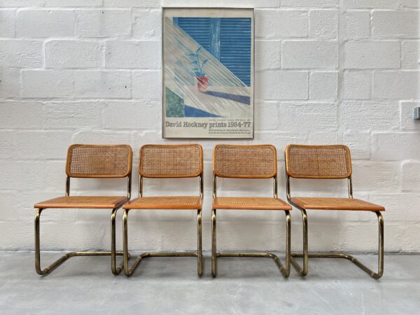 1970s Cesca Style Dining Chairs and Octagonal Glass Table