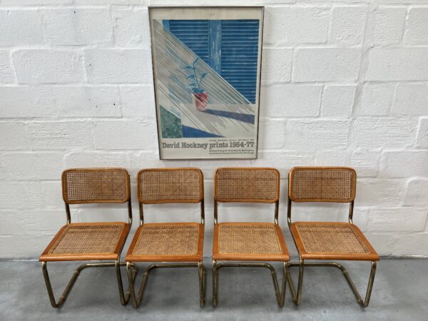 1970s Cesca Style Dining Chairs and Octagonal Glass Table