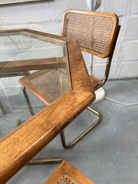 1970s Cesca Style Dining Chairs and Octagonal Glass Table