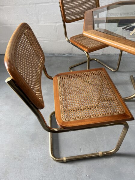 1970s Cesca Style Dining Chairs and Octagonal Glass Table