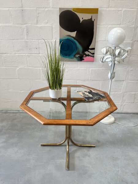 1970s Cesca Style Dining Chairs and Octagonal Glass Table