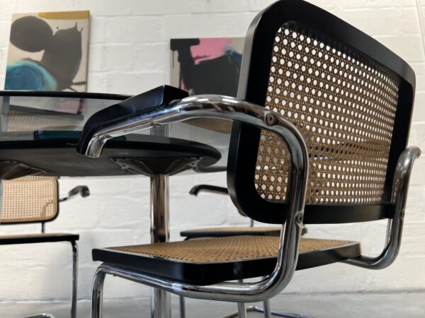 Set of 4 Cesca Style Dining Chairs and Glass Oval Table