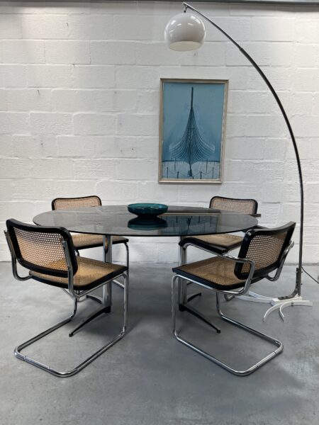 Set of 4 Cesca Style Dining Chairs and Glass Oval Table