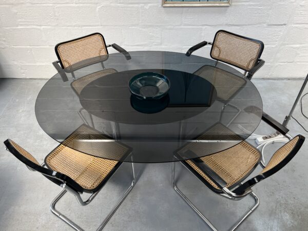 Set of 4 Cesca Style Dining Chairs and Glass Oval Table